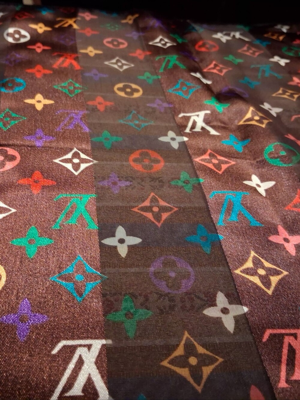 VINTAGE LOUIS VUITTON LOGO Scarf Long Multi Color Logo LV - Picture 7 of 11